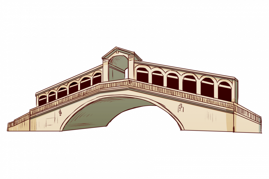 イタリアのカナル・グランデ大河にかけられた最も古い橋。