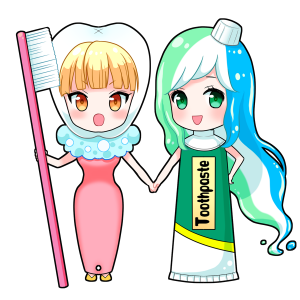 歯ブラシ・歯磨き粉を擬人化したキャラクター素材