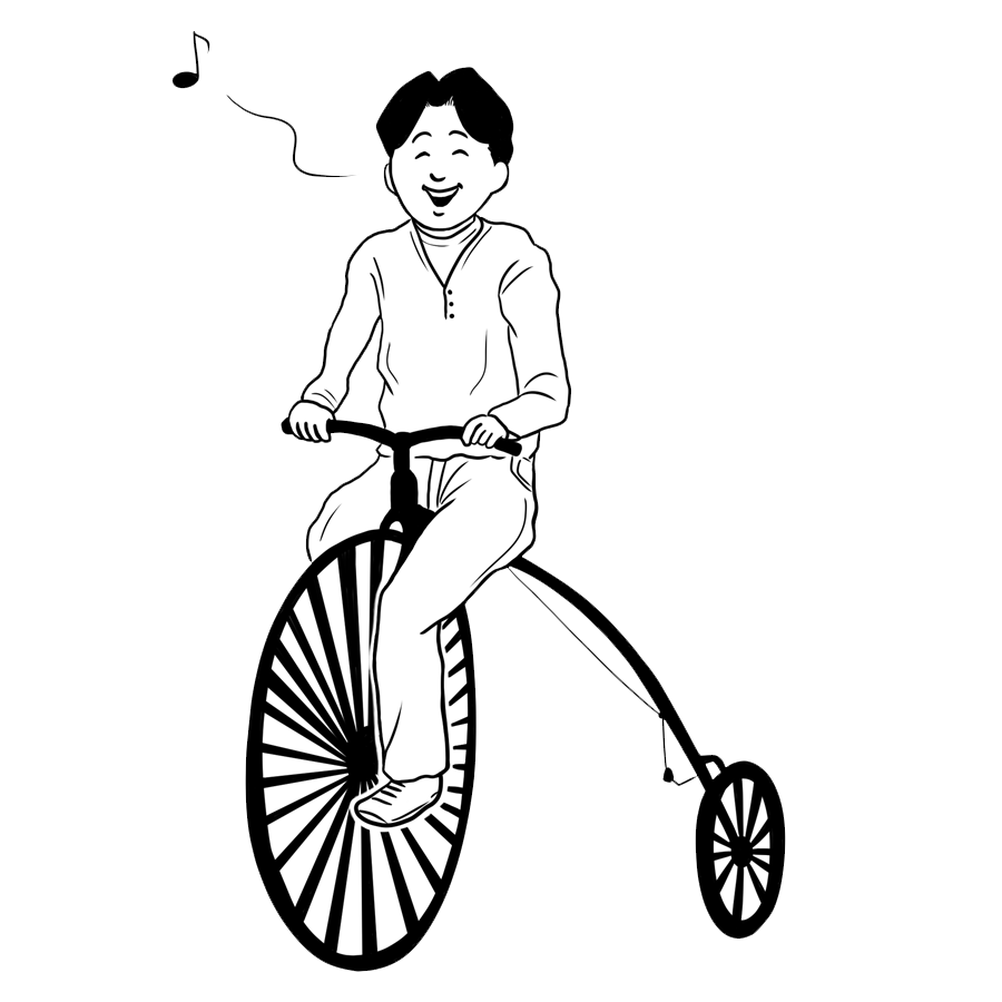 前輪がでかい自転車に乗ってみたい のイラスト フリーイラスト素材 ガガフリー